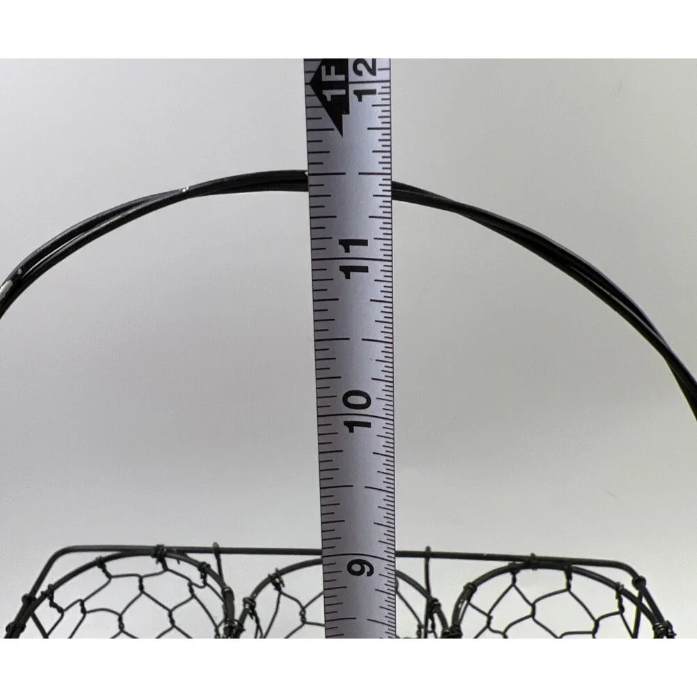 Vintage Primitive Wire Plant Herb Caddy 6 Holder Basket Twisted Galvanized Steel